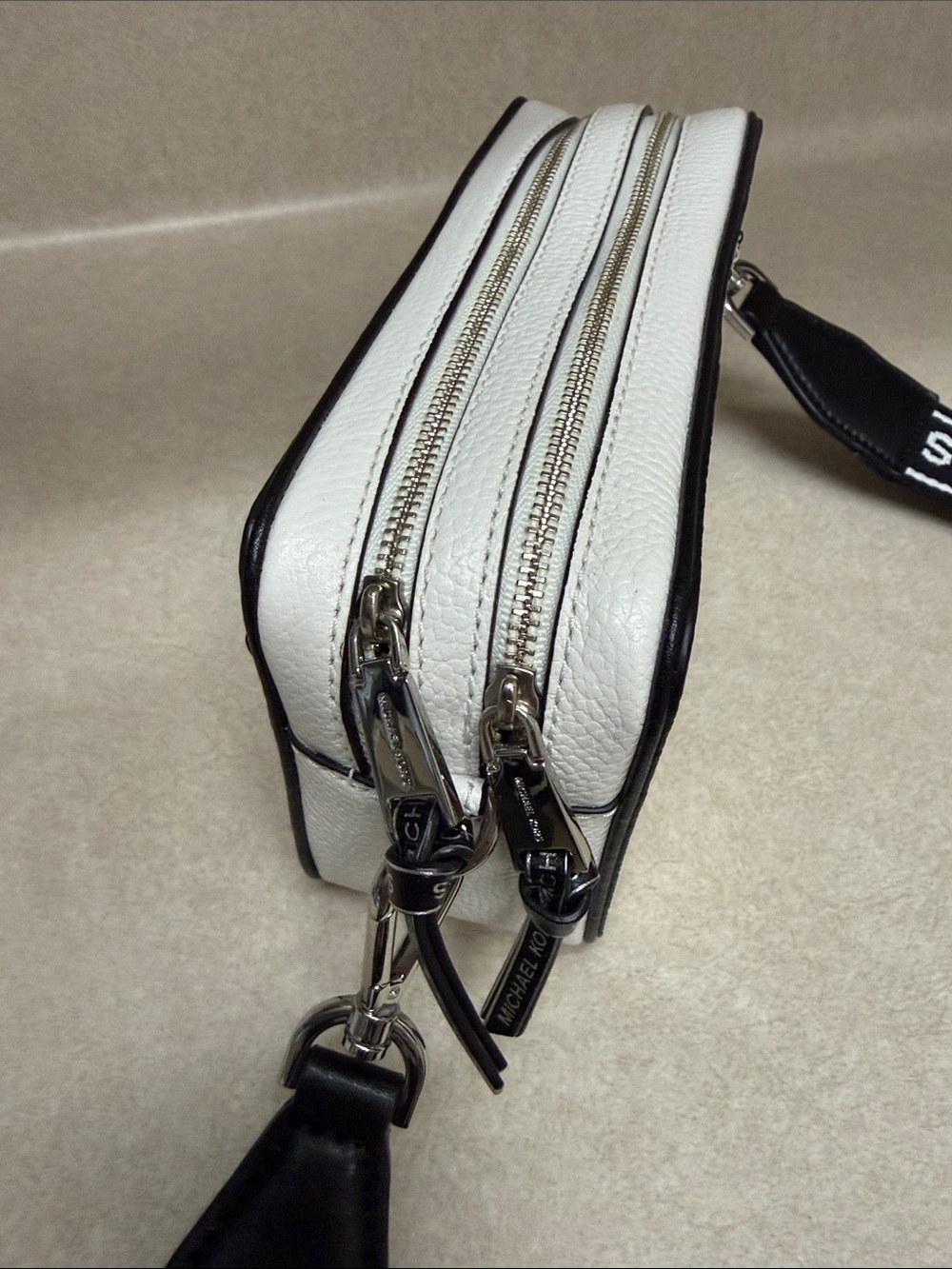 Michael Kors White and Black Stripe Leather Belt Bag - Picture 8 of 10